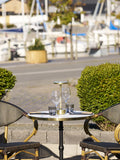 Calda Esszimmerstuhl Aluminium/Textilene, dunkelbraun, Rahmen in Bambus-Optik Esszimmerstuhl Living Nordic