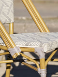 Lauria Esszimmerstuhl Aluminium/Textilene, weiß, grau, Bambus-Optik Rahmen Esszimmerstuhl Living Nordic