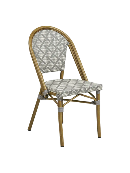 Lauria Esszimmerstuhl Aluminium/Textilene, weiß, grau, Bambus-Optik Rahmen Esszimmerstuhl Living Nordic