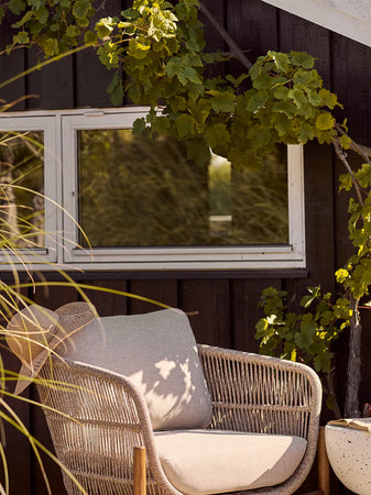 Terracina Loungesessel Akazienholz, natur/beige Sessel Living Nordic
