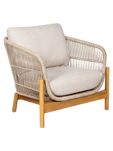 Terracina Loungesessel Akazienholz, natur/beige Sessel Living Nordic
