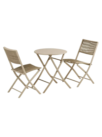 Arcas Bistro-Set 2 Stühle und 1 Tisch, rope/Stahl, taupe Gartenmöbel-Set Living Nordic