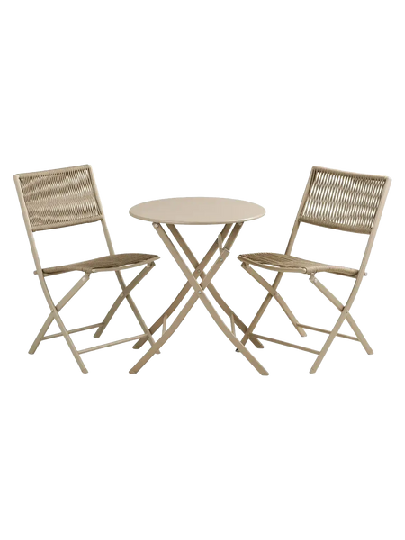 Arcas Bistro-Set 2 Stühle und 1 Tisch, rope/Stahl, taupe Gartenmöbel-Set Living Nordic