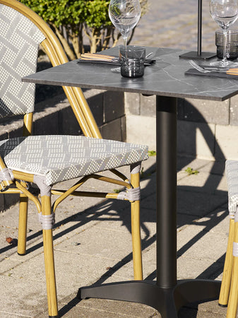 Bistrotisch Marmor-Optik, dunkelgrau, schwarze Beine, Aluminium Bistrotisch Living Nordic