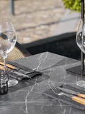 Bistrotisch Marmor-Optik, dunkelgrau, schwarze Beine, cast Eisen Bistrotisch Living Nordic