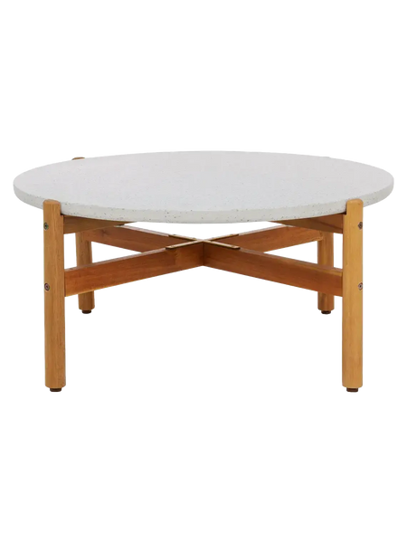 Terracina Couchtisch Beistelltisch Living Nordic Ø84.5x38 cm Akazienholz/Terrazzo, natur Ø84, natural / white