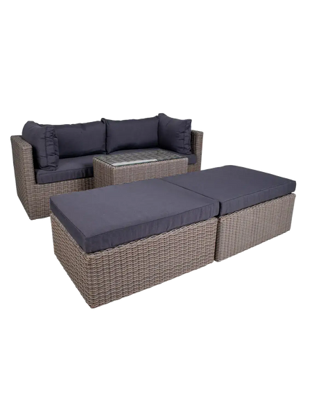 Rossi Lounge-Set Polyrattan, Kubu-grau Gartenmöbel-Set Living Nordic