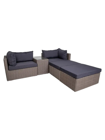 Rossi Lounge-Set Polyrattan, Kubu-grau Gartenmöbel-Set Living Nordic