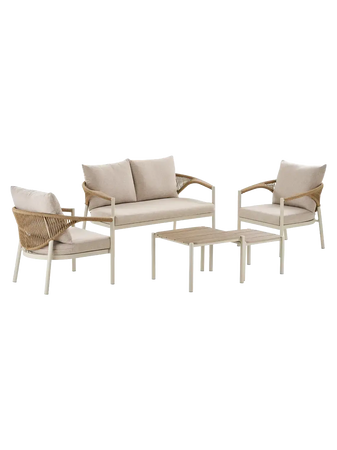 Abela Lounge-Set Aluminium, sand, natur, inkl. Kissen Gartenmöbel-Set Living Nordic