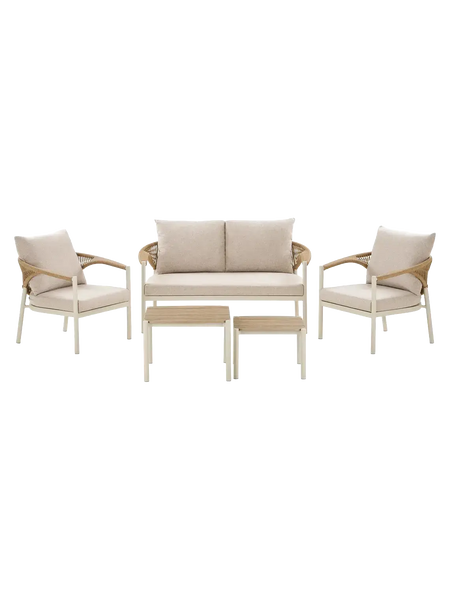 Abela Lounge-Set Aluminium, sand, natur, inkl. Kissen Gartenmöbel-Set Living Nordic