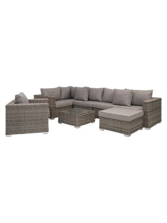 Calvi Lounge-Set Polyrattan, Kubu-grau Gartenmöbel-Set Living Nordic