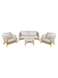 Terracina Lounge-Set Akazienholz, natur/beige – Sofa, 2 Sessel & Couchtisch Gartenmöbel-Set Living Nordic