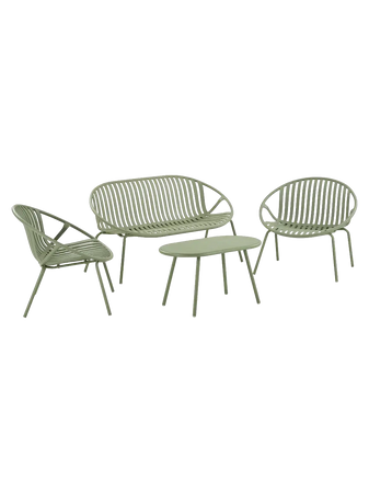 Saly Lounge-Set Polypropylen/Stahl, grün Gartenmöbel-Set Living Nordic