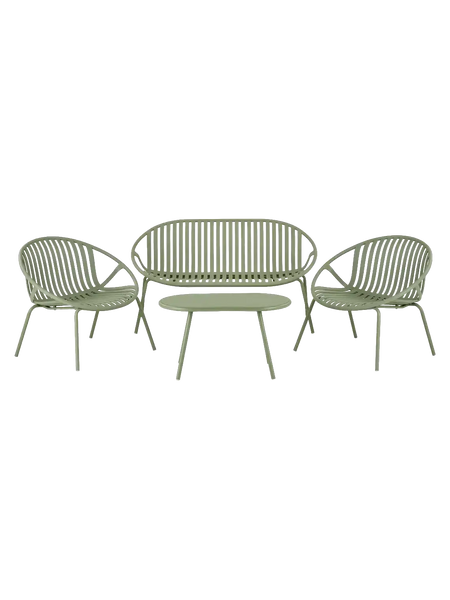 Saly Lounge-Set Polypropylen/Stahl, grün Gartenmöbel-Set Living Nordic