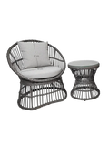 Natal Lounge-Set Polyrattan, grau – 2 Stühle, Tisch & Kissen Living Nordic