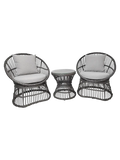 Natal Lounge-Set Polyrattan, grau – 2 Stühle, Tisch & Kissen Living Nordic