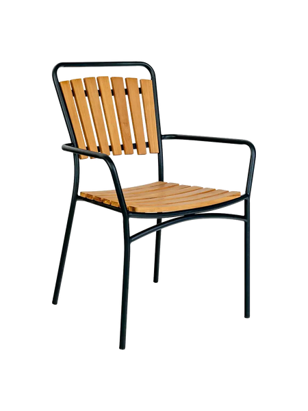 Cleveland Esszimmerstuhl Teak/Metall, schwarz Rahmen Esszimmerstuhl Living Nordic