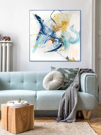 Leinwandbild Confidential Blue | Mixed Paintings