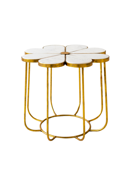Beistelltische | Beistelltisch Marble Gold Bloom, Metall - gold, Blumenform, Marmor - von LIVING online kaufen bei LIVINGforme.