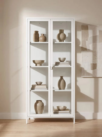 Brisbane Vitrine weiß, 80 x 35 x 175 cm Vitrine Living Nordic