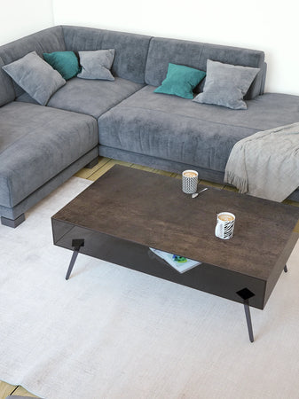 Couchtisch Boston, Platte Rostbraun, im Raum