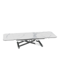 Couchtisch Enora Laque, Platte Marmoroptik matt, Gestell Edelstahl poliert, in Couchtischhöhe, Platte ausgezogen