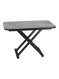 Couchtisch Enora Laque, Platte Silver, Gestell schwarz, in Esstischhöhe hochgestellt