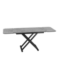 Couchtisch Enora Laque, Platte Silver, Gestell schwarz, in Esstischhöhe, Platte ausgezogen