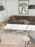 Couchtisch Enora Laque, Platte Marmoroptik matt, Gestell weiß, im Raum