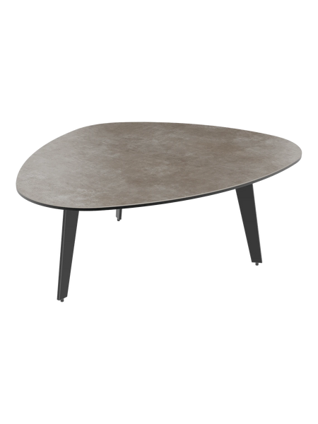Couchtisch Galet 92 x 76 x 33 cm, Platte Zementgrau, Schrägansicht