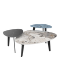 Couchtisch Galet 92 x 76 x 33 cm, Platte Marmoroptik Calcatta, alle drei Galet-Größen zusammen