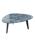 Couchtisch Galet 92 x 76 x 33 cm, Platte Marmoroptik Onyx Blau, Schrägansicht