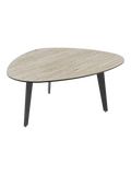 Couchtisch Galet 92 x 76 x 38 cm, Platte Travertin, Schrägansicht