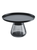 Couchtisch Drop, Marmoroptik schwarz mit grauem Glasfuß, Schrägansicht