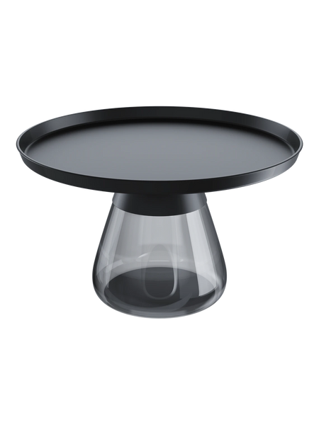 Couchtisch Drop, Marmoroptik schwarz mit grauem Glasfuß, Schrägansicht