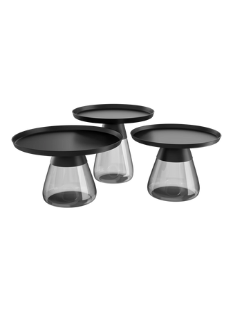 Couchtisch Drop, Bronzeoptik mit grünem Glasfuß