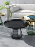 Couchtisch Drop, Marmoroptik schwarz mit grauem Glasfuß, im Raum