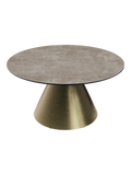 Couchtisch Faro Ø75, Platte Zementgrau, Gestell Bronzeoptik, Schrägansicht