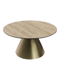 Couchtisch Faro Ø75, Platte Eiche hell, Gestell Bronzeoptik, Schrägansicht