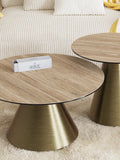Couchtisch Faro Ø75, Platte Eiche hell, Gestell Bronzeoptik, im Raum