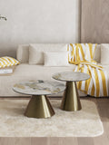 Couchtisch Faro Ø75, Platte Marmoroptik Doro, Gestell Bronzeoptik, im Raum