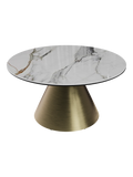 Couchtisch Faro Ø75, Platte Marmoroptik Fiorentino, Gestell Bronzeoptik, Schrägansicht