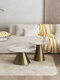 Couchtisch Faro Ø75, Platte Marmoroptik Fiorentino, Gestell Bronzeoptik, im Raum