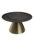 Couchtisch Faro Ø75, Platte Rostbraun, Gestell Bronzeoptik, Schrägansicht