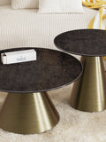 Couchtisch Faro Ø75, Platte Rostbraun, Gestell Bronzeoptik, im Raum