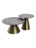 Couchtisch Faro Ø75, Platte Silver, Gestell Bronzeoptik, zusammen mit dem Beistelltisch Ø55
