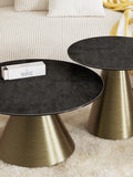 Couchtisch Faro Ø75, Platte Titan, Gestell Bronzeoptik, im Raum