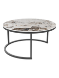 Couchtisch Dolce Vita Ø75 x 38 cm, Platte Marmoroptik Calcatta, Gestell Stahl schwarz, Schrägansicht