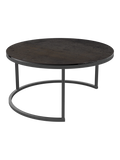 Couchtisch Dolce Vita Ø75 x 38 cm, Platte Rostbraun, Gestell Stahl schwarz, Schrägansicht