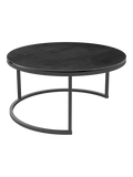 Couchtisch Dolce Vita Ø75 x 38 cm, Platte Titan, Gestell Stahl schwarz, Schrägansicht